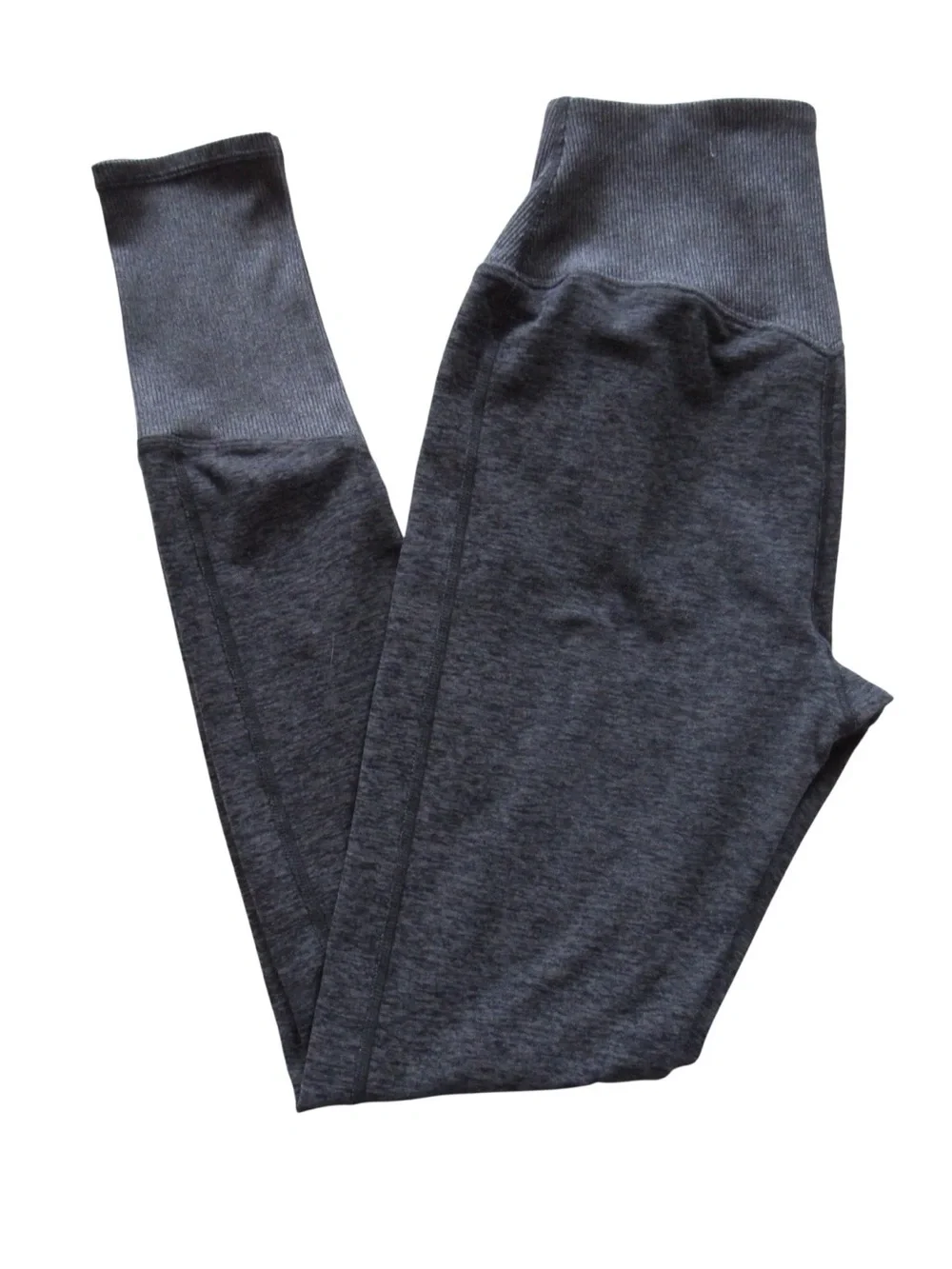 Alo Yoga High Waist Lounge Leggings Small Gray Ribbed Cuffs Soft Comfort Stretch